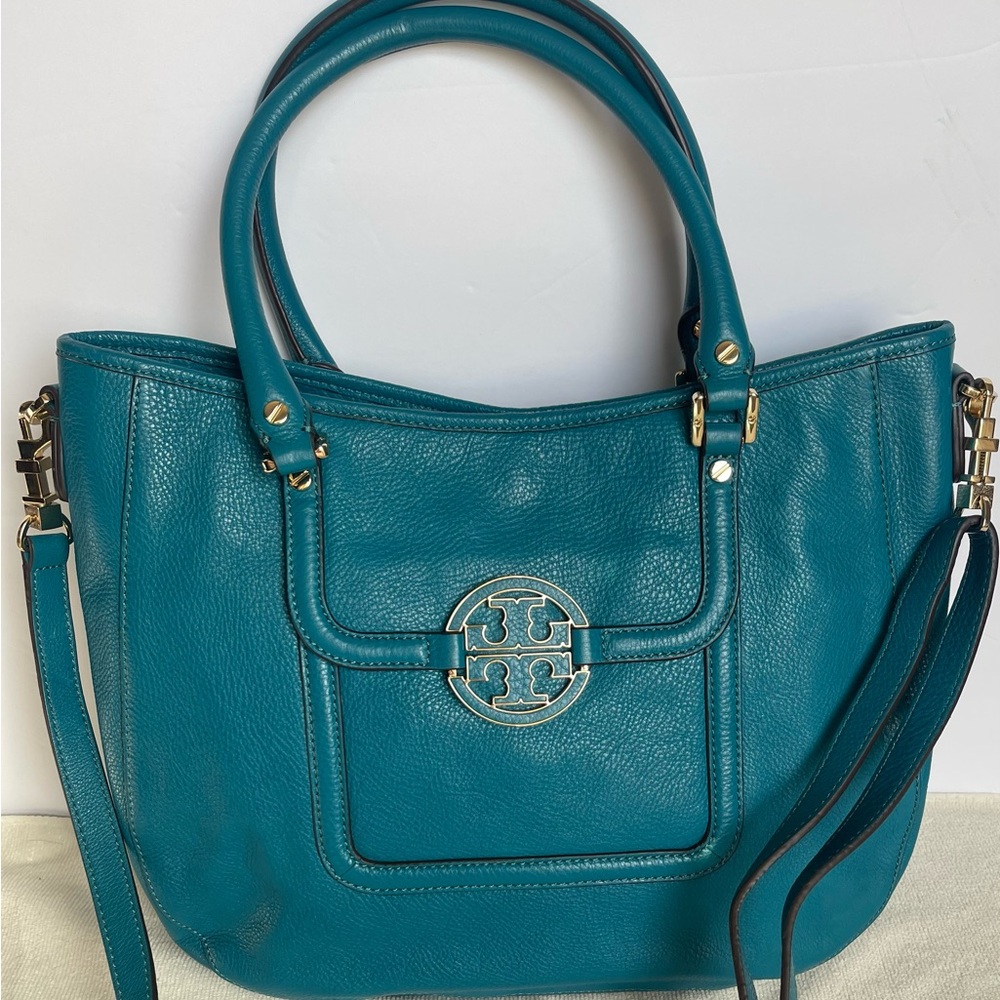 Tory Burch Teal logo Hobo Bag